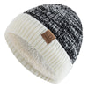 Unisex Two-Tone Winter Hat Fur-Lined Fashion Beanie Knitted Cap-Winter Hats-Arimonz-Arimonz