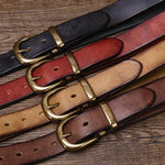 Unisex Vintage Genuine Leather Belt with Luxury Copper Buckle Pin-Belts-Arimonz-Arimonz