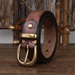 Unisex Vintage Genuine Leather Belt with Luxury Copper Buckle Pin-Belts-Arimonz-Coffee-105CM/41in-Arimonz