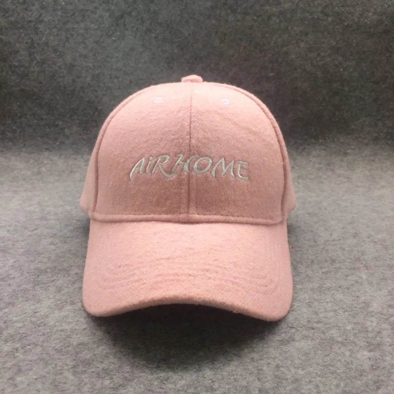 Unisex Wool Felt Solid Color Casquette Trucker Hat Baseball Cap-Women's Caps-Arimonz-Pink with letter-21-23in-Arimonz