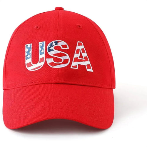 USA Flag Cotton Trucker Hat Classic Patriotic Adjustable Baseball Cap-Women's Caps-Arimonz-Arimonz