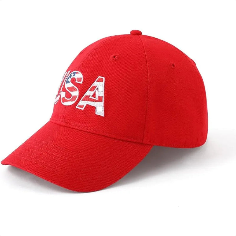 USA Flag Cotton Trucker Hat Classic Patriotic Adjustable Baseball Cap-Women's Caps-Arimonz-Red-Arimonz