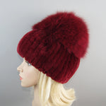 Winter Warm Real Fur Genuine Hat Bomber Beanies Cap for Women