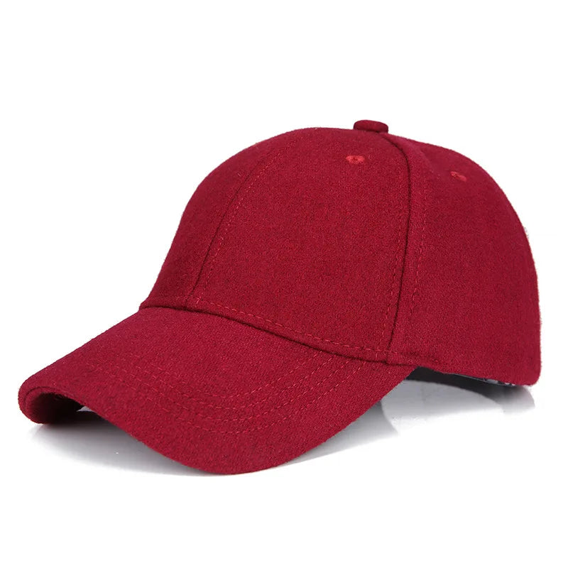 Unisex Wool Felt Solid Color Casquette Trucker Hat Baseball Cap