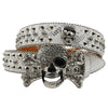 Western Rhinestone Skull Belt Crystal Studded Luxury Pin Buckle Belt