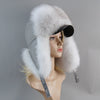 Real Leather Fox Fur Women Hat Snow Skiing Earflap Winter Outdoor Cap