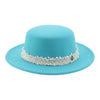 Elegant Solid Band Fashion Flat Dome Fedora Felt Hat Luxury Jazz Cap