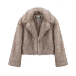 Chic Street Style Winter Fluffy Coat Gradient Faux Fur Luxury Jacket