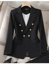 2pcs Blazer Set Women Suit Elegant Office Wear Double Breasted Set