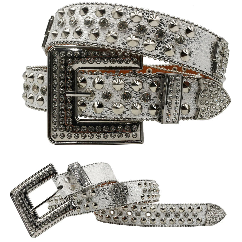 Western Rhinestone Skull Belt Crystal Studded Luxury Pin Buckle Belt