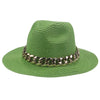 Summer Fedora with Chain Belt Sun Straw Panama Outdoor Beach Hat