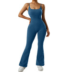 Solid Sleeveless Jumpsuit Women Elastic Hight Outfit Fitness Sportwear