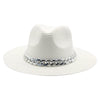Summer Fedora with Chain Belt Sun Straw Panama Outdoor Beach Hat