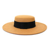 French Women's Hat Big Wide Brim Fedora Hats Flat Top Felt Hat