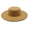 French Women's Hat Big Wide Brim Fedora Hats Flat Top Felt Hat