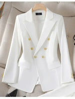 2pcs Blazer Set Women Suit Elegant Office Wear Double Breasted Set