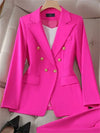 2pcs Blazer Set Women Suit Elegant Office Wear Double Breasted Set