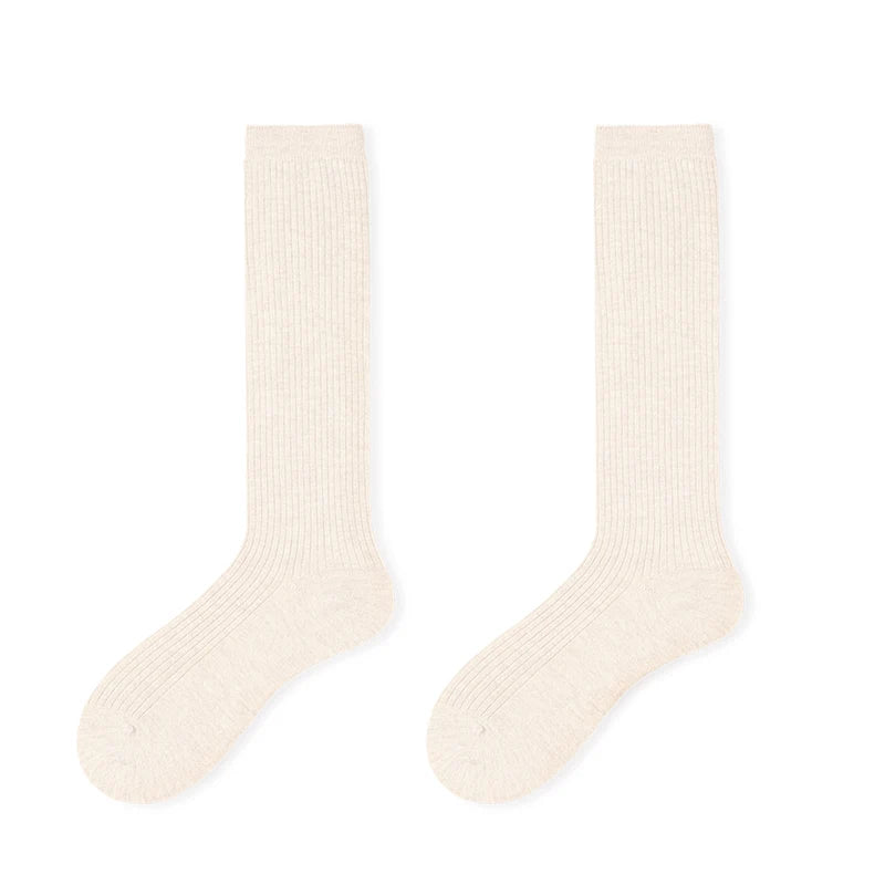 Wool Blend Calf Length Stockings Winter Warm Knitted Long Socks