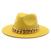 Summer Fedora with Chain Belt Sun Straw Panama Outdoor Beach Hat