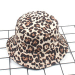 Reversible Leopard Print Bucket Hat Cotton Panama Outdoor Sun Cap