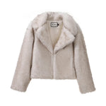 Chic Street Style Winter Fluffy Coat Gradient Faux Fur Luxury Jacket