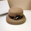 Hepburn-Style Winter Wool Top Elegant Fisherman Hat with Pearl Ribbon