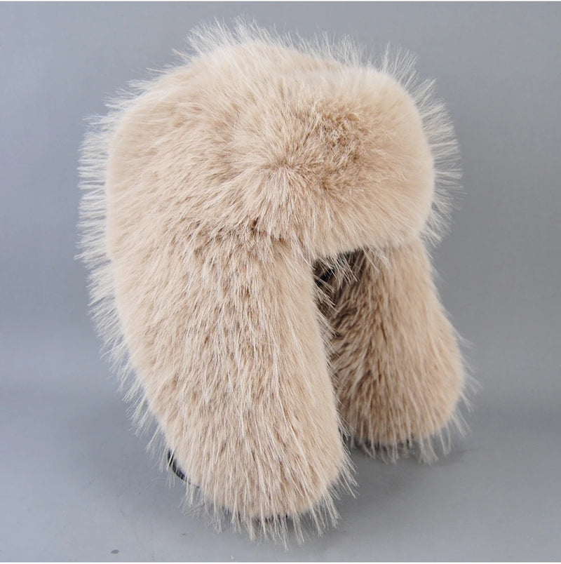 Unisex Winter Earflap Cap High-end Luxury Fur Warm Ear Cap Hat