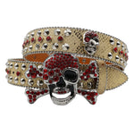 Western Rhinestone Skull Belt Crystal Studded Luxury Pin Buckle Belt