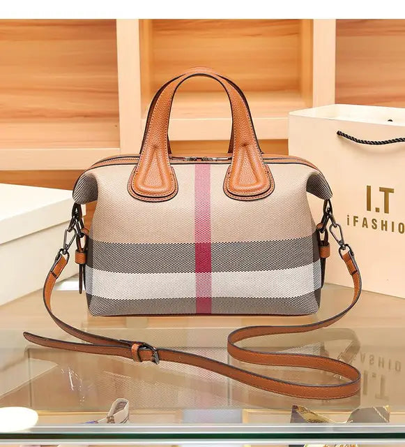 Lady Handbag Plaid Canvas Women Messenger Shoulder Bag Crossbody Bag