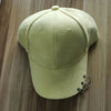 Plain Suede Baseball Cap with Iron Ring Adjustable Peaked Snapback Hat