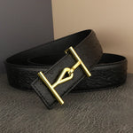 Wide Genuine Leather Slide Buckle Letter Designer Belts Jeans