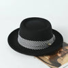 Simple Fashion Bow Wool Top Hat Retro British Style Rolled Brim Hat
