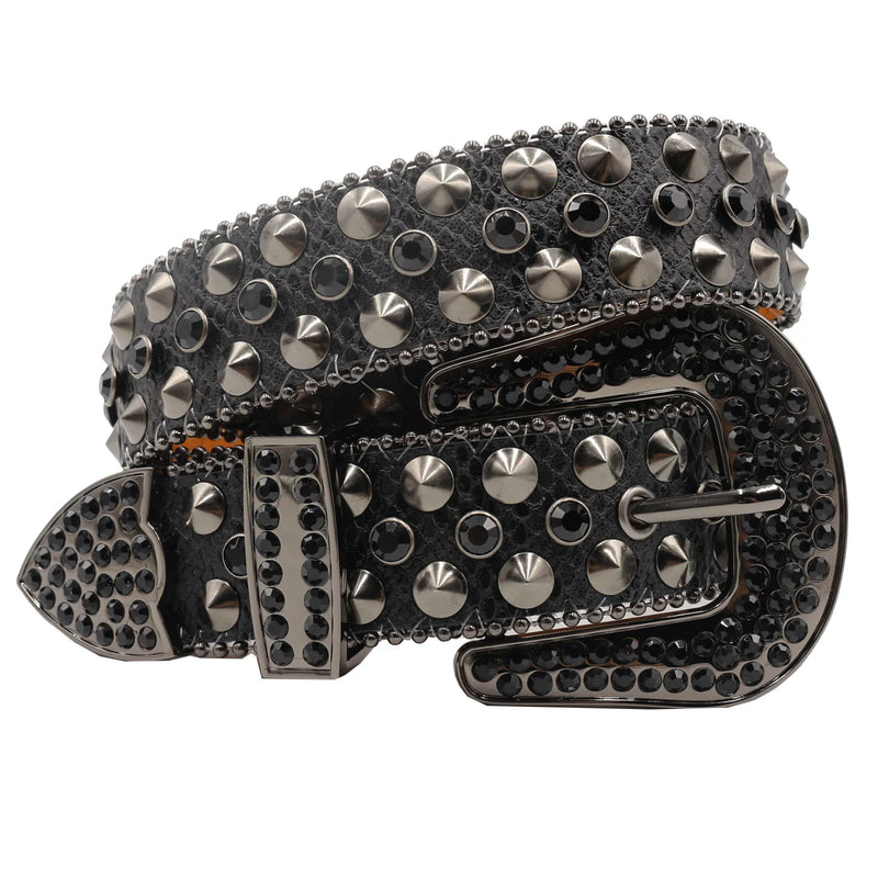 Western Rhinestone Skull Belt Crystal Studded Luxury Pin Buckle Belt