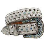 Western Rhinestone Skull Belt Crystal Studded Luxury Pin Buckle Belt