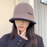 Winter Knitted Bucket Hat Warm Beanie for Women in Retro Style