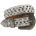 Western Rhinestone Skull Belt Crystal Studded Luxury Pin Buckle Belt