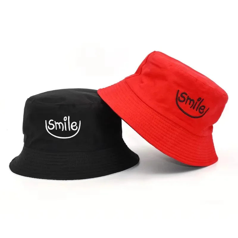 Double Sided Wide Brim Bucket Hat Graffiti Lettered Outdoor Unisex Cap