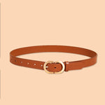 Women Genuine Cow Leather Metal Oval Buckle Retro Simple Ladies Belt