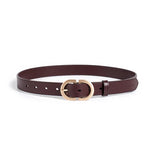 Women Genuine Cow Leather Metal Oval Buckle Retro Simple Ladies Belt