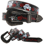 Flower Diamond Wide Buckle Belt For Women men Vintage Rhinestone Belt