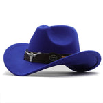 Western Roll Brim Cowboy Fedora Felt Hat with Cow Band for All Ages