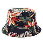 Reversible Flower Print Bucket Hat Travel Outdoor Panama Bucket Cap