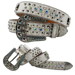 Western Rhinestone Skull Belt Crystal Studded Luxury Pin Buckle Belt