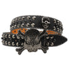 Western Rhinestone Skull Belt Crystal Studded Luxury Pin Buckle Belt