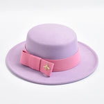 Fedora Hat for Women Elegant Flat Top Bow Jazz Hat Chapeau Femme