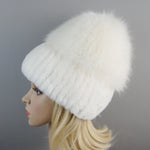 Winter Warm Real Fur Genuine Hat Bomber Beanies Cap for Women