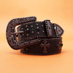 Rhinestone Belt Women Pu Leather Strap With Diamond Belt Western Belt