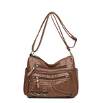 Vintage Leather Women Bag Design Multi-pocket Crossbody Shoulder Bags