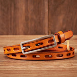 Genuine Leather Knot Thin Belt Cowskin Strap with Pin Buckle Belt