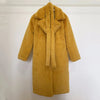 Winter Long Overcoat Women Oversized Lapel Belted Faux Rabbit Fur Coat